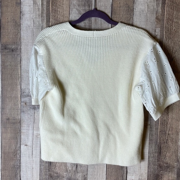 Ann Taylor boho eyelet puff sleeve sweater top - Picture 6 of 6